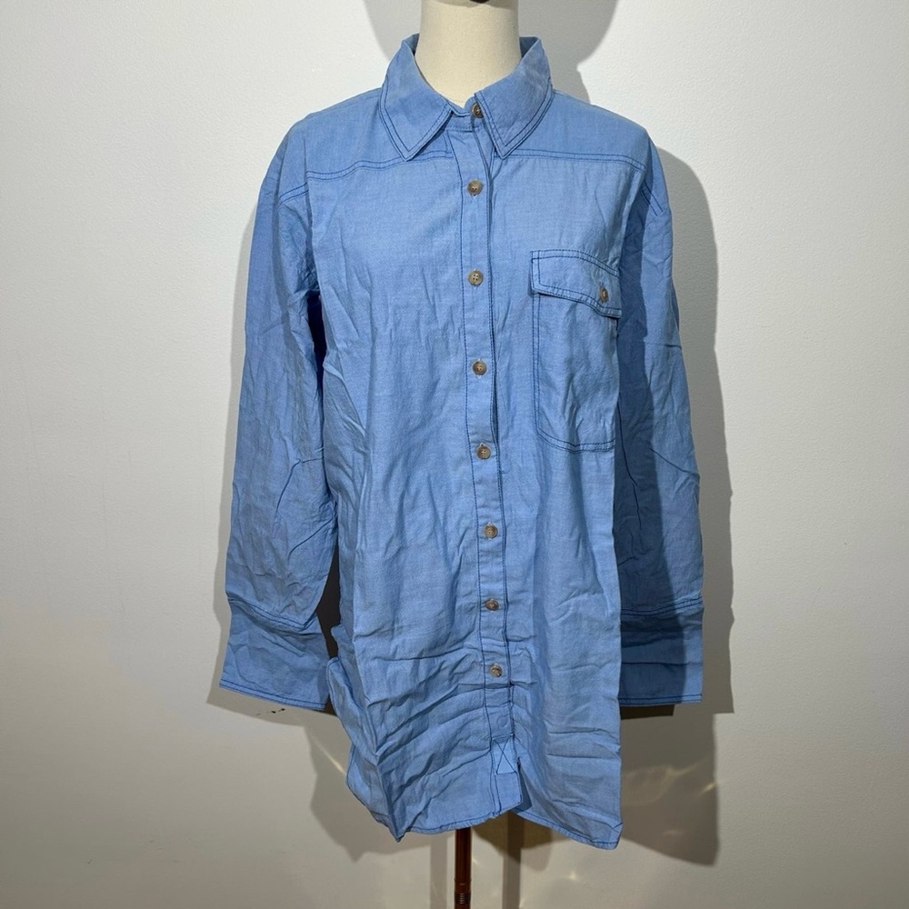 NWT Free People Manchester Solid Blue Size Medium